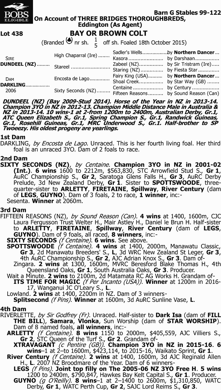 Inglis - 2017 Melbourne Premier Yearling Sale - Lot 438, Dundeel (NZ) x Darkling